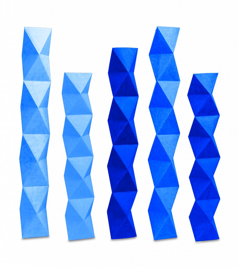 blue geometric structures of varying tones