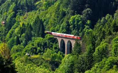 Train over viaduct